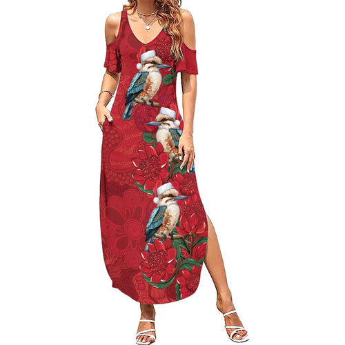 Aussie Kokaburra Waratah Christmas Family Matching Summer Maxi Dress and Hawaiian Shirt Aboriginal Dots Painting - Aussie Hoodie