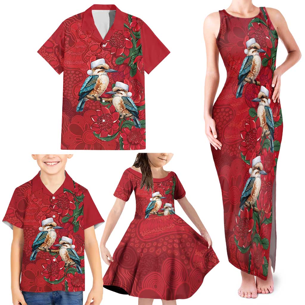 Aussie Kokaburra Waratah Christmas Family Matching Tank Maxi Dress and Hawaiian Shirt Aboriginal Dots Painting - Aussie Hoodie