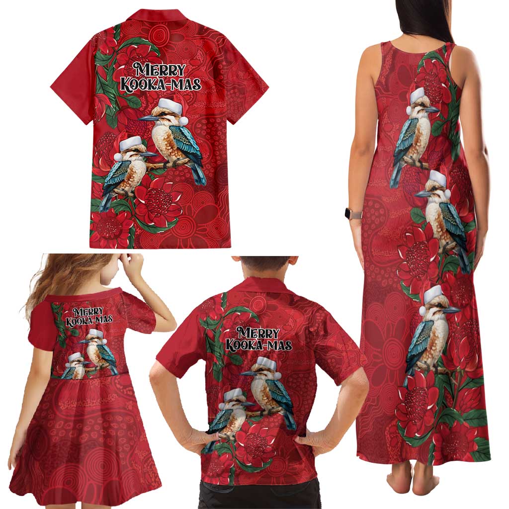 Aussie Kokaburra Waratah Christmas Family Matching Tank Maxi Dress and Hawaiian Shirt Aboriginal Dots Painting - Aussie Hoodie