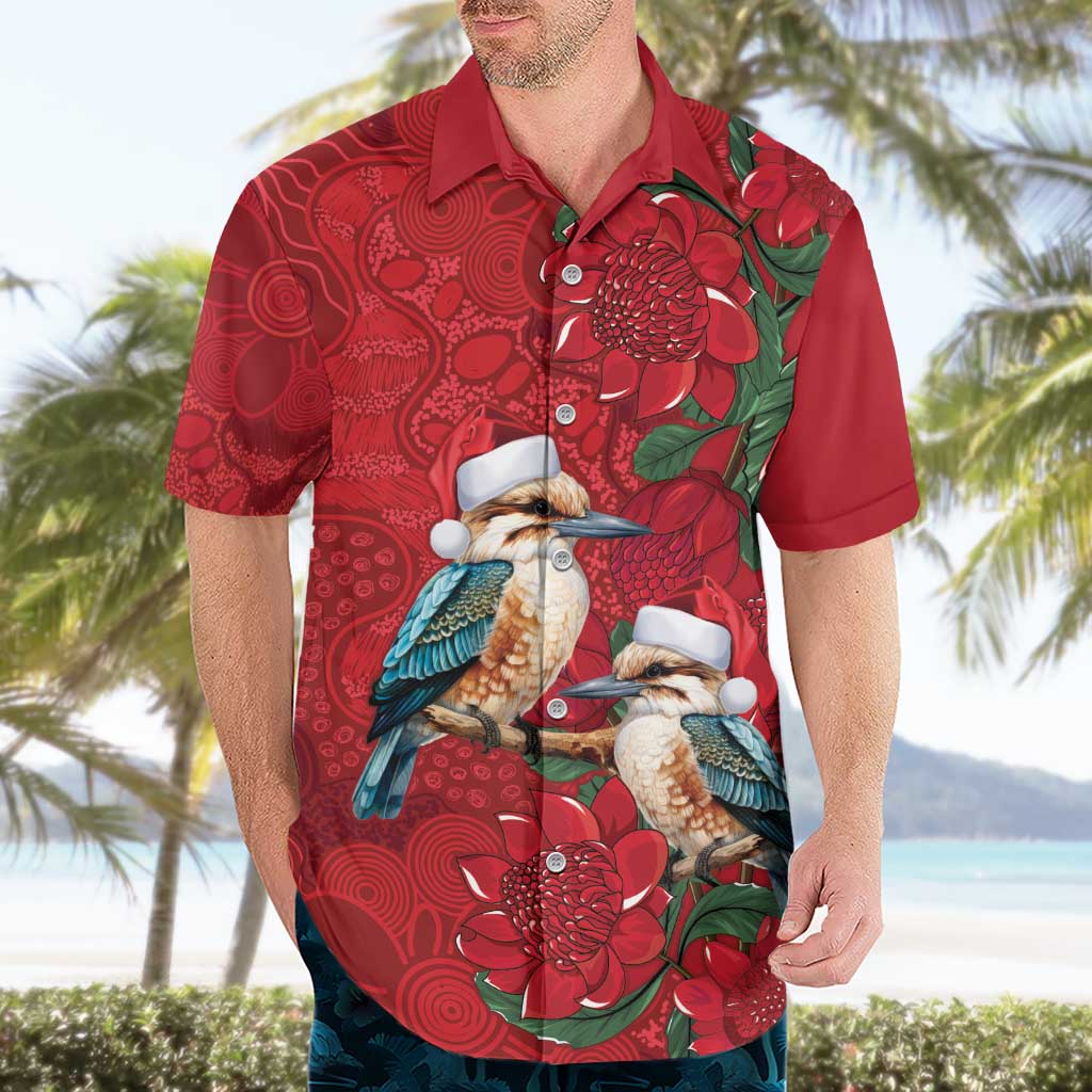 Aussie Kokaburra Waratah Christmas Hawaiian Shirt Aboriginal Dots Painting - Aussie Hoodie
