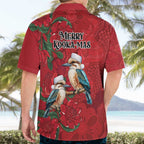 Aussie Kokaburra Waratah Christmas Hawaiian Shirt Aboriginal Dots Painting - Aussie Hoodie