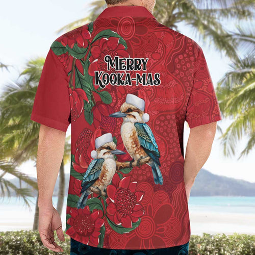 Aussie Kokaburra Waratah Christmas Hawaiian Shirt Aboriginal Dots Painting - Aussie Hoodie