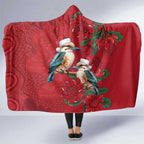 Aussie Kokaburra Waratah Christmas Hooded Blanket Aboriginal Dots Painting - Aussie Hoodie