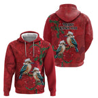 Aussie Kokaburra Waratah Christmas Hoodie Aboriginal Dots Painting - Aussie Hoodie