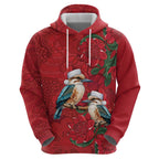 Aussie Kokaburra Waratah Christmas Hoodie Aboriginal Dots Painting - Aussie Hoodie