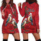 Aussie Kokaburra Waratah Christmas Hoodie Dress Aboriginal Dots Painting - Aussie Hoodie