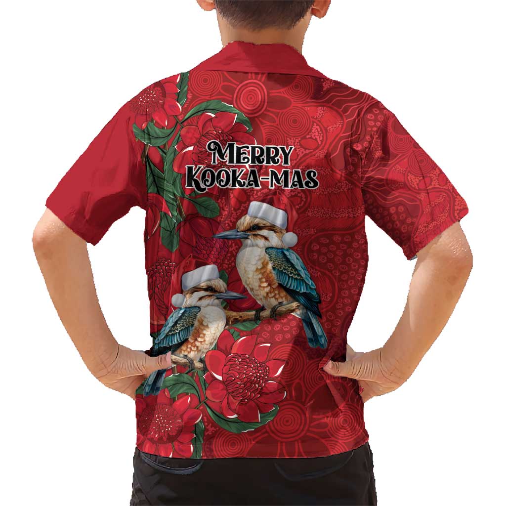 Aussie Kokaburra Waratah Christmas Kid Hawaiian Shirt Aboriginal Dots Painting - Aussie Hoodie