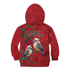 Aussie Kokaburra Waratah Christmas Kid Hoodie Aboriginal Dots Painting - Aussie Hoodie