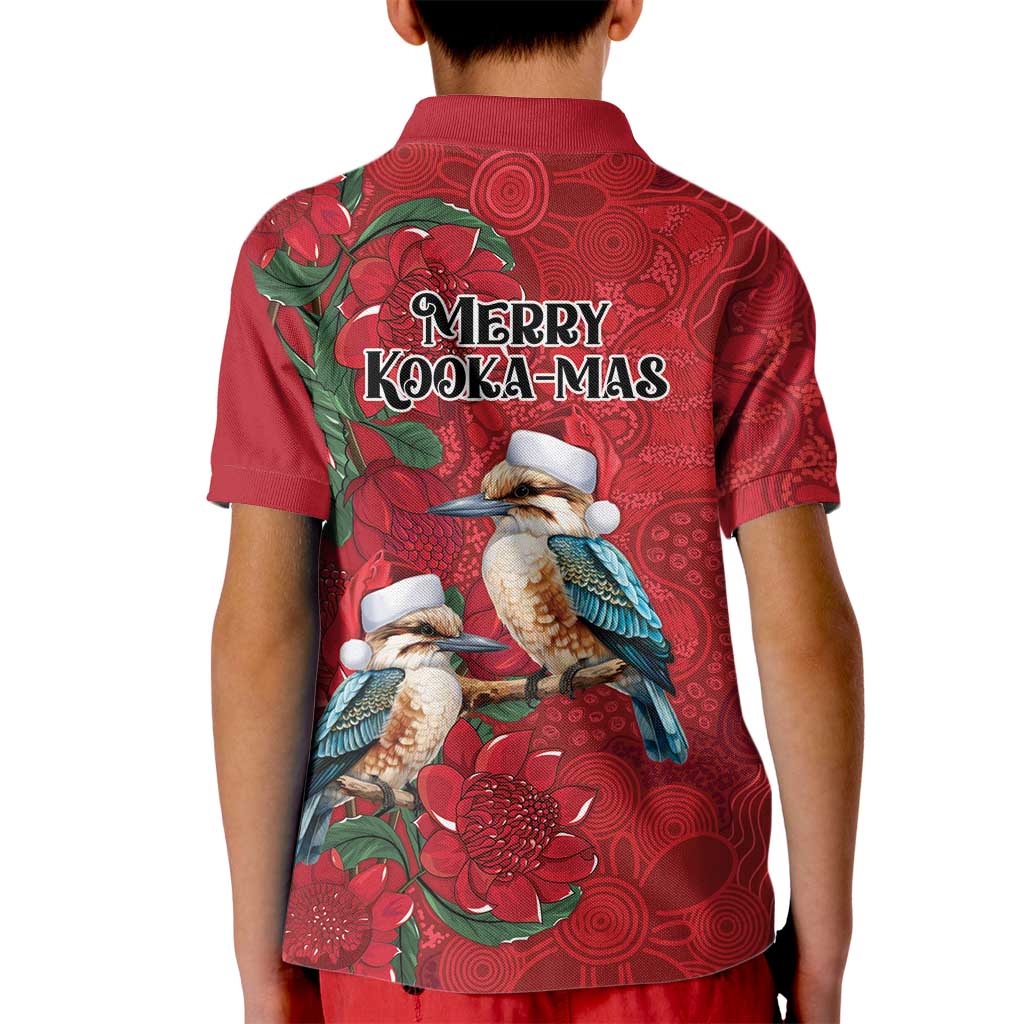 Aussie Kokaburra Waratah Christmas Kid Polo Shirt Aboriginal Dots Painting - Aussie Hoodie