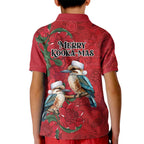 Aussie Kokaburra Waratah Christmas Kid Polo Shirt Aboriginal Dots Painting - Aussie Hoodie
