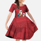 Aussie Kokaburra Waratah Christmas Kid Short Sleeve Dress Aboriginal Dots Painting - Aussie Hoodie