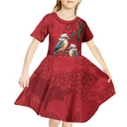 Aussie Kokaburra Waratah Christmas Kid Short Sleeve Dress Aboriginal Dots Painting - Aussie Hoodie