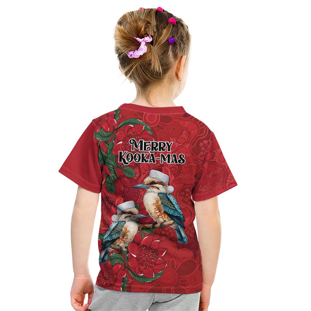Aussie Kokaburra Waratah Christmas Kid T Shirt Aboriginal Dots Painting - Aussie Hoodie