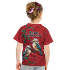 Aussie Kokaburra Waratah Christmas Kid T Shirt Aboriginal Dots Painting - Aussie Hoodie