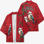 Aussie Kokaburra Waratah Christmas Kimono Aboriginal Dots Painting - Aussie Hoodie