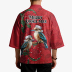 Aussie Kokaburra Waratah Christmas Kimono Aboriginal Dots Painting - Aussie Hoodie