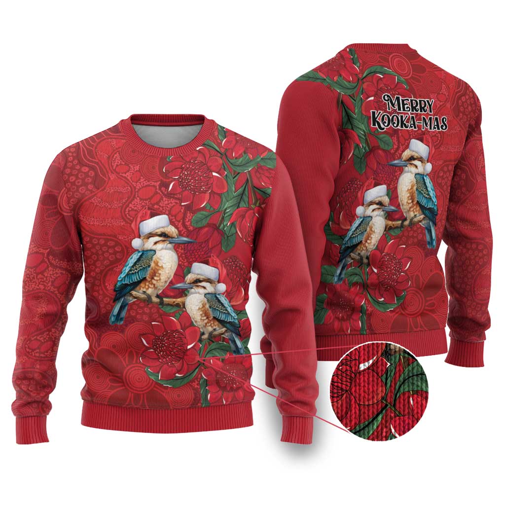 Aussie Kokaburra Waratah Christmas Ugly Christmas Sweater Aboriginal Dots Painting - Aussie Hoodie