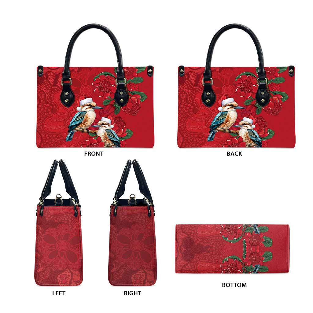 Aussie Kokaburra Waratah Christmas Leather Bag Aboriginal Dots Painting - Aussie Hoodie