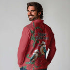 Aussie Kokaburra Waratah Christmas Long Sleeve Polo Shirt Aboriginal Dots Painting - Aussie Hoodie