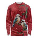 Aussie Kokaburra Waratah Christmas Long Sleeve Shirt Aboriginal Dots Painting - Aussie Hoodie