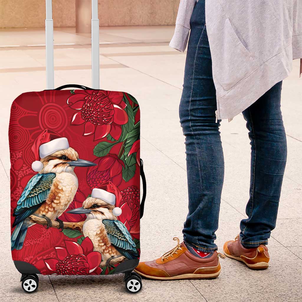 Aussie Kokaburra Waratah Christmas Luggage Cover Aboriginal Dots Painting - Aussie Hoodie