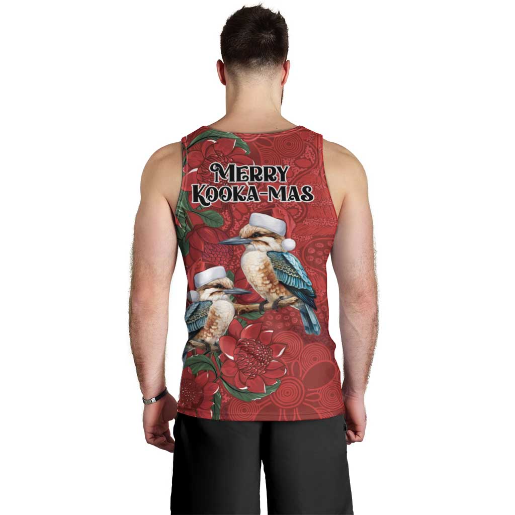 Aussie Kokaburra Waratah Christmas Men Tank Top Aboriginal Dots Painting - Aussie Hoodie