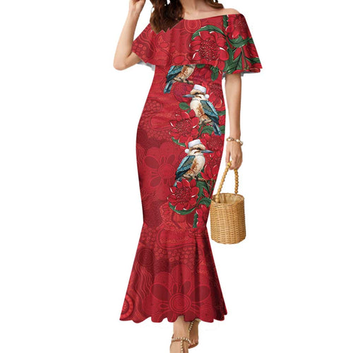 Aussie Kokaburra Waratah Christmas Mermaid Dress Aboriginal Dots Painting - Aussie Hoodie