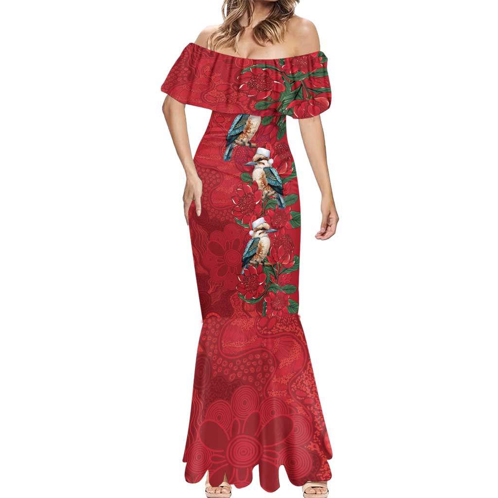 Aussie Kokaburra Waratah Christmas Mermaid Dress Aboriginal Dots Painting - Aussie Hoodie