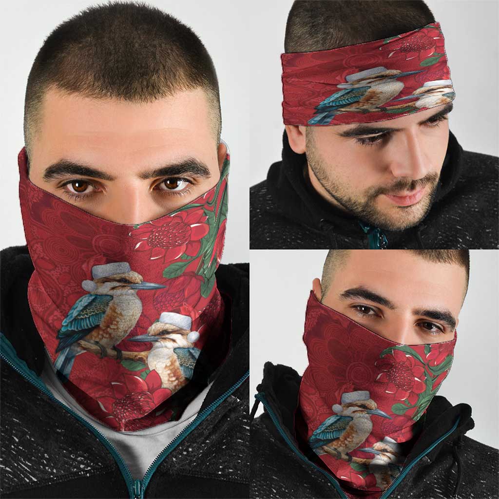 Aussie Kokaburra Waratah Christmas Neck Gaiter Aboriginal Dots Painting - Aussie Hoodie