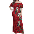 Aussie Kokaburra Waratah Christmas Off Shoulder Maxi Dress Aboriginal Dots Painting - Aussie Hoodie