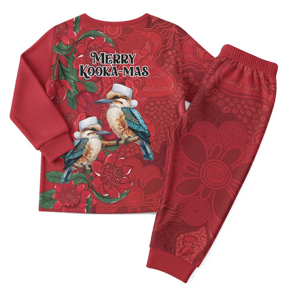 Aussie Kokaburra Waratah Christmas Pajama Set Aboriginal Dots Painting - Aussie Hoodie