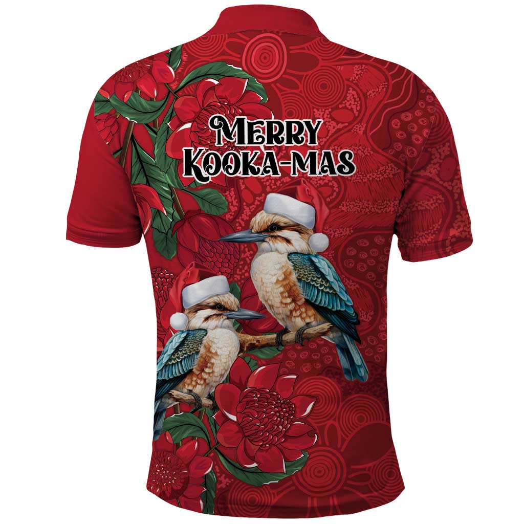 Aussie Kokaburra Waratah Christmas Polo Shirt Aboriginal Dots Painting - Aussie Hoodie