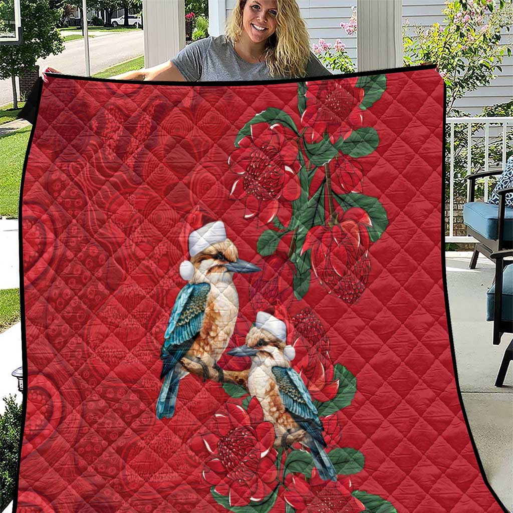 Aussie Kokaburra Waratah Christmas Quilt Aboriginal Dots Painting - Aussie Hoodie