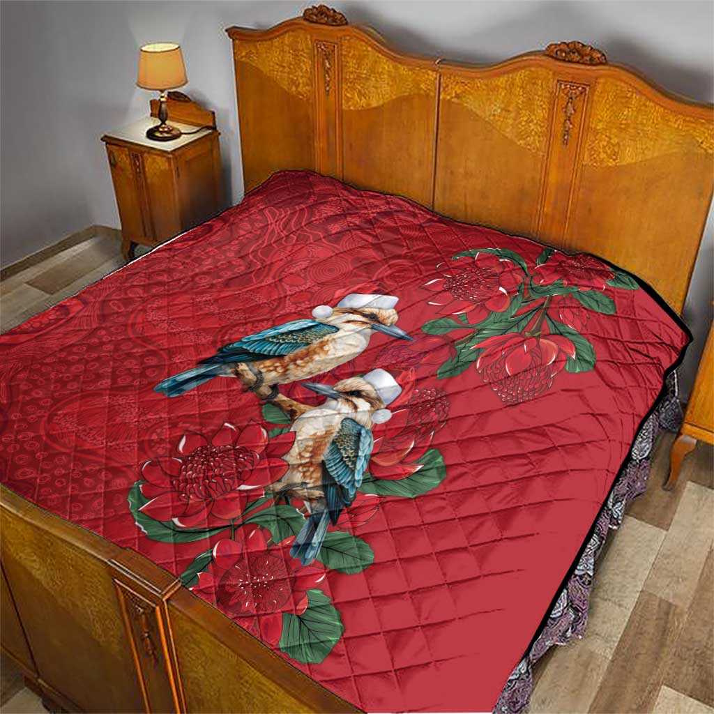Aussie Kokaburra Waratah Christmas Quilt Aboriginal Dots Painting - Aussie Hoodie