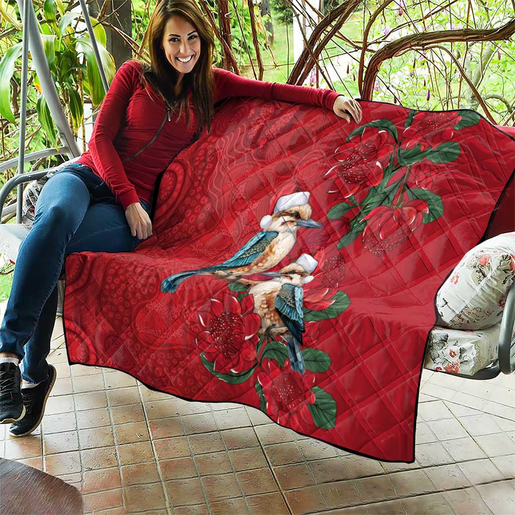Aussie Kokaburra Waratah Christmas Quilt Aboriginal Dots Painting - Aussie Hoodie