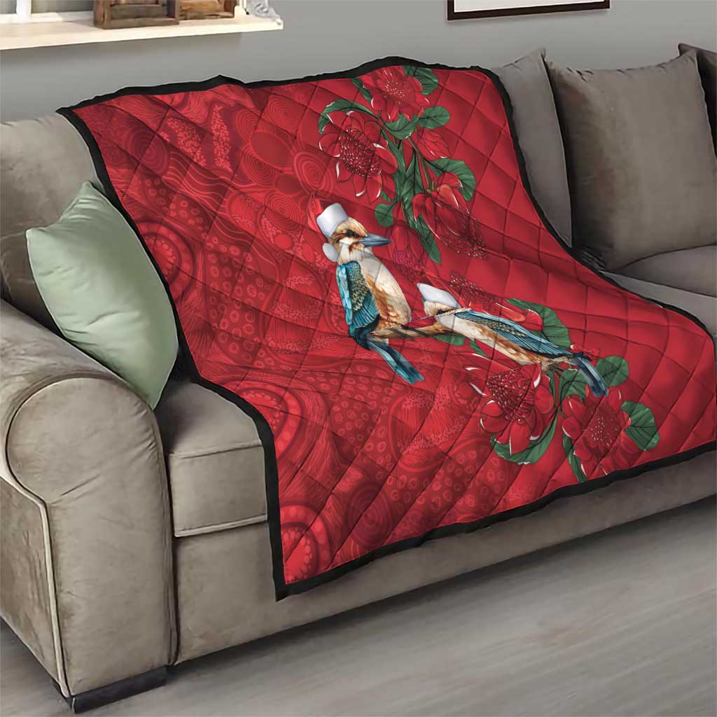 Aussie Kokaburra Waratah Christmas Quilt Aboriginal Dots Painting - Aussie Hoodie