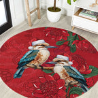 Aussie Kokaburra Waratah Christmas Round Carpet Aboriginal Dots Painting - Aussie Hoodie