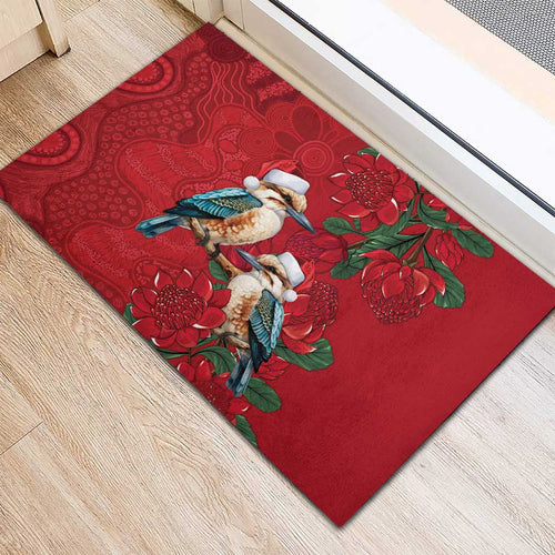 Aussie Kokaburra Waratah Christmas Rubber Doormat Aboriginal Dots Painting - Aussie Hoodie