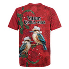 Aussie Kokaburra Waratah Christmas Rugby Jersey Aboriginal Dots Painting - Aussie Hoodie
