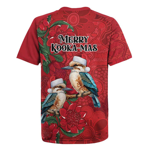 Aussie Kokaburra Waratah Christmas Rugby Jersey Aboriginal Dots Painting - Aussie Hoodie