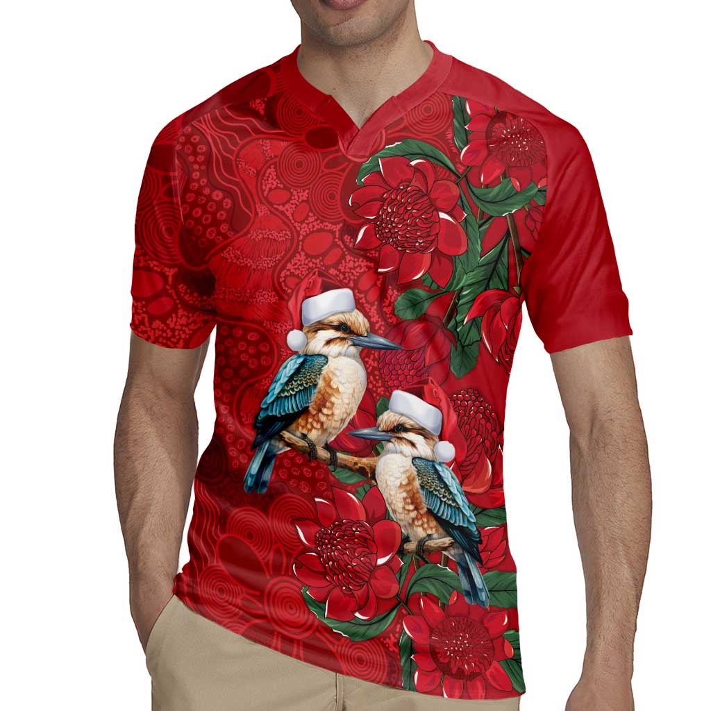 Aussie Kokaburra Waratah Christmas Rugby Jersey Aboriginal Dots Painting - Aussie Hoodie