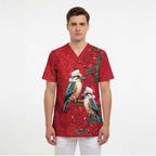 Aussie Kokaburra Waratah Christmas Scrub Top Aboriginal Dots Painting - Aussie Hoodie