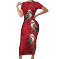 Aussie Kokaburra Waratah Christmas Short Sleeve Bodycon Dress Aboriginal Dots Painting - Aussie Hoodie