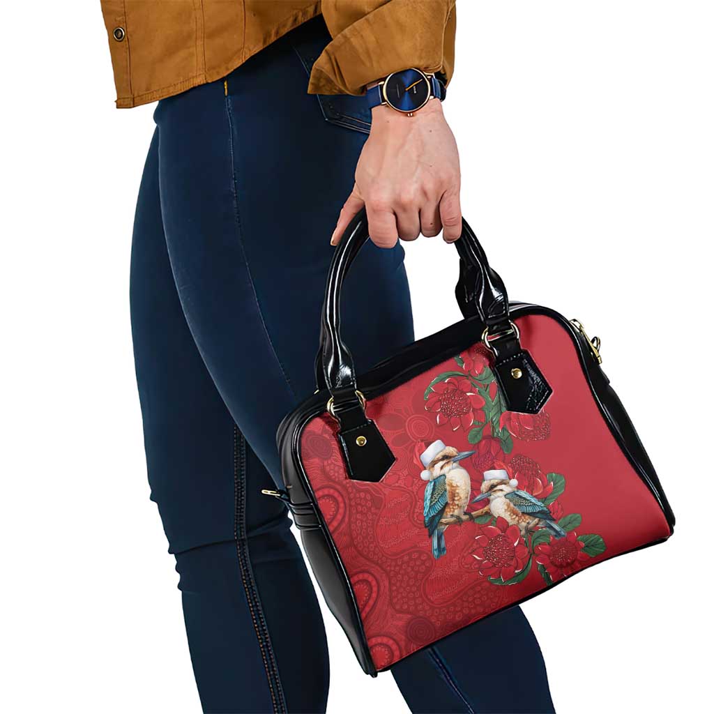 Aussie Kokaburra Waratah Christmas Shoulder Handbag Aboriginal Dots Painting - Aussie Hoodie