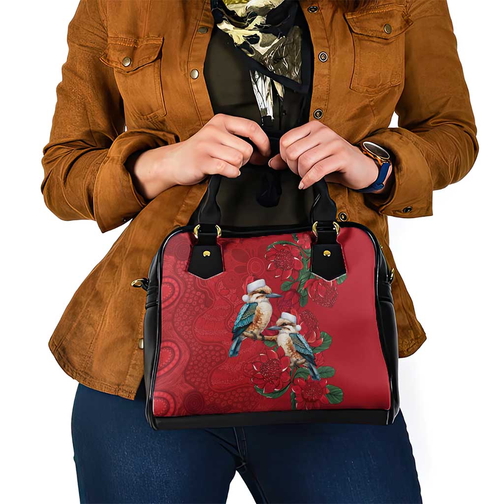 Aussie Kokaburra Waratah Christmas Shoulder Handbag Aboriginal Dots Painting - Aussie Hoodie