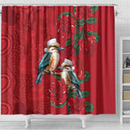 Aussie Kokaburra Waratah Christmas Shower Curtain Aboriginal Dots Painting - Aussie Hoodie