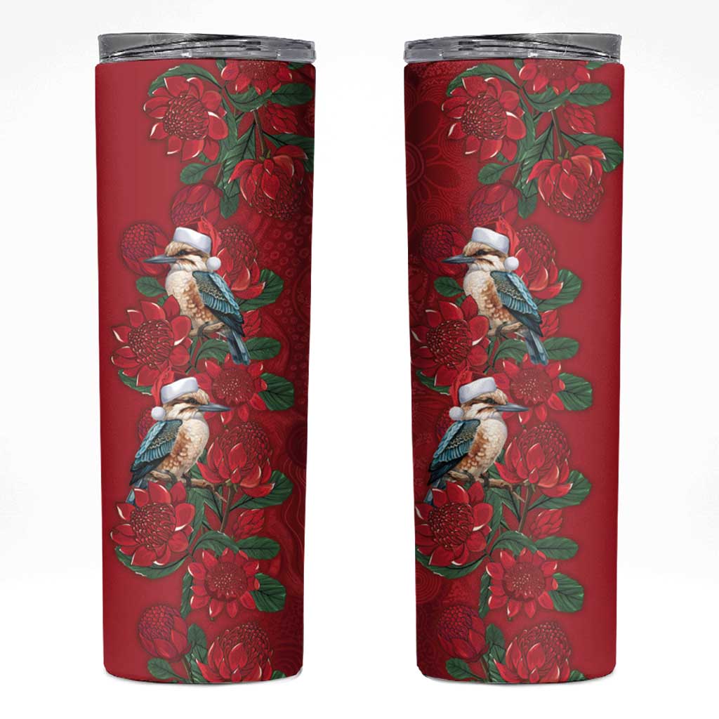 Aussie Kokaburra Waratah Christmas Skinny Tumbler Aboriginal Dots Painting - Aussie Hoodie