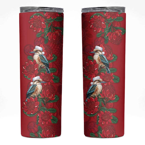 Aussie Kokaburra Waratah Christmas Skinny Tumbler Aboriginal Dots Painting - Aussie Hoodie