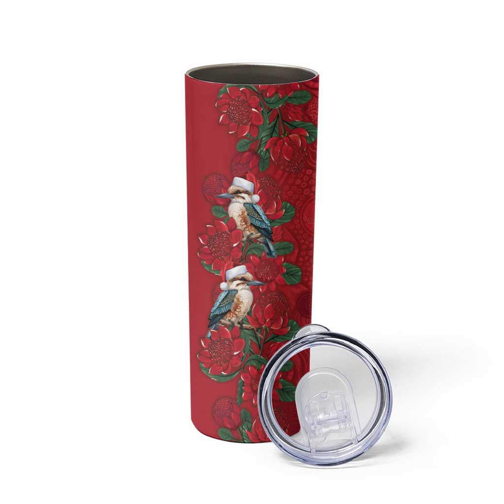 Aussie Kokaburra Waratah Christmas Skinny Tumbler Aboriginal Dots Painting - Aussie Hoodie