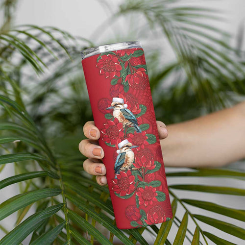 Aussie Kokaburra Waratah Christmas Skinny Tumbler Aboriginal Dots Painting - Aussie Hoodie